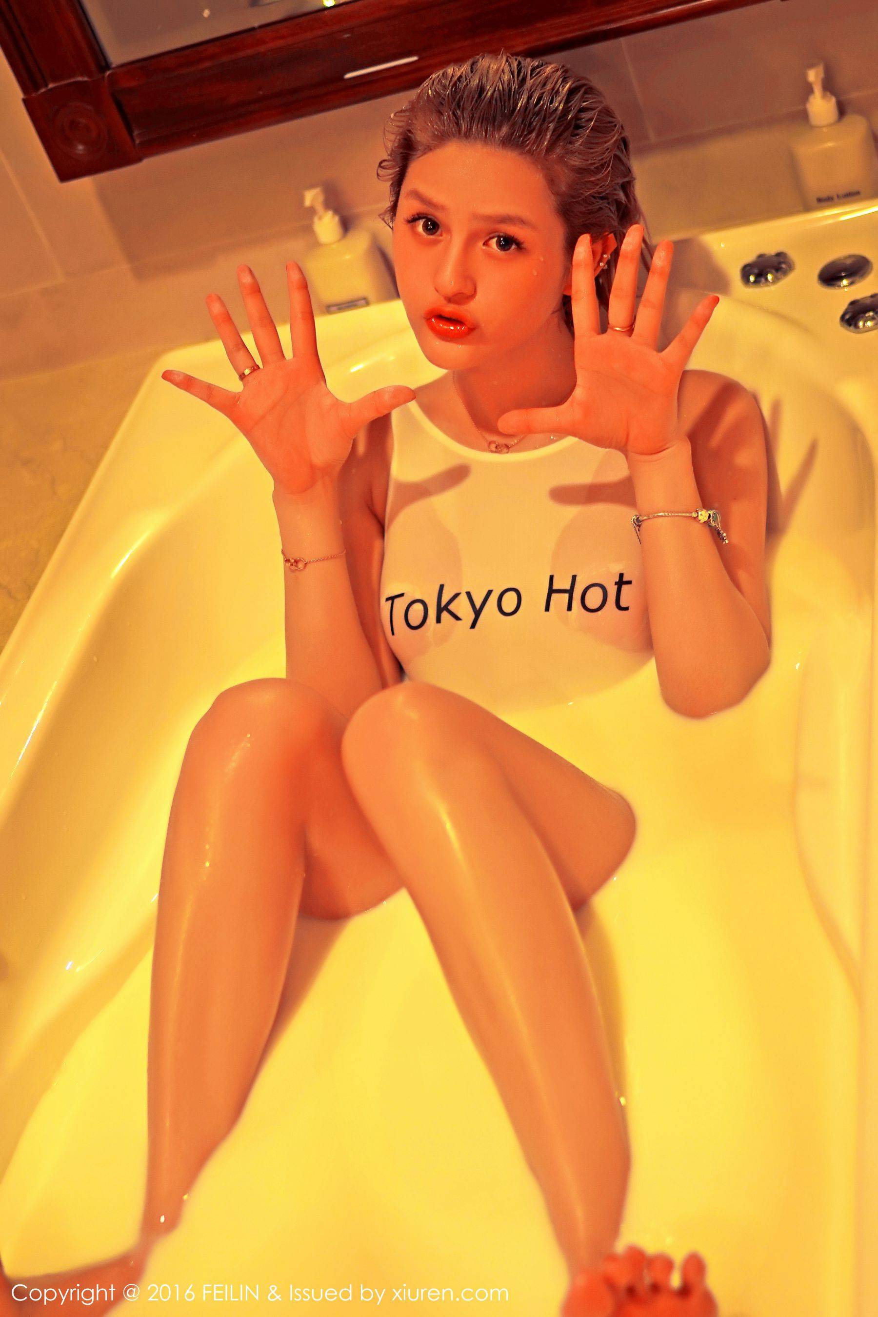 史雯Swan《Tokyo Hot湿身+蕾丝内衣》 [嗲囡囡FEILIN] Vol.037Xiuren秀人写真高清美女套图写真下载-看套图看套图