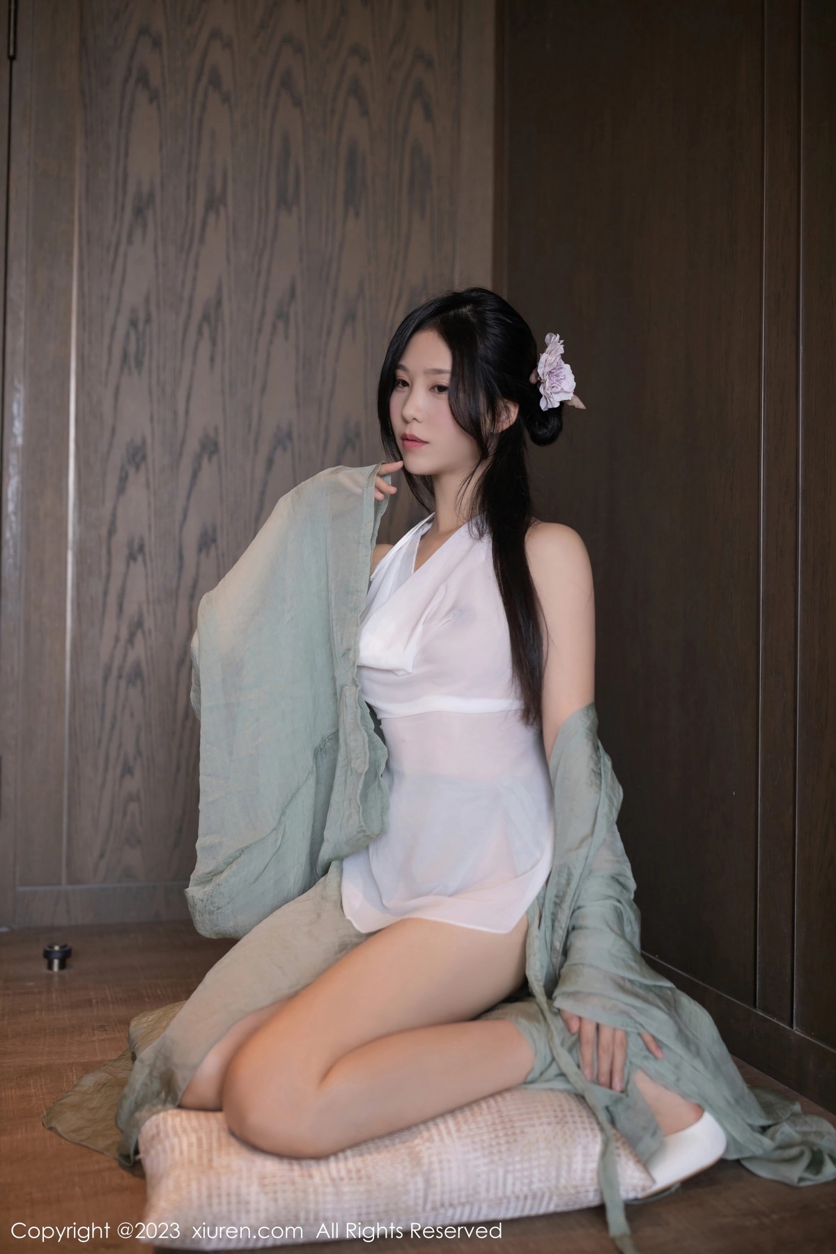 图片[3]-XiuRen第6420期_模特利世性感绿色古装服饰配白色薄纱秀曼妙身姿迷人诱惑写真74P-推荐论坛-免费套图-看套图